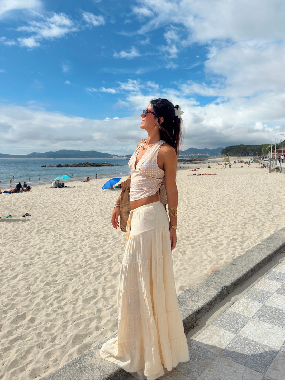 Emilia layer maxi nederdel - Lysegul