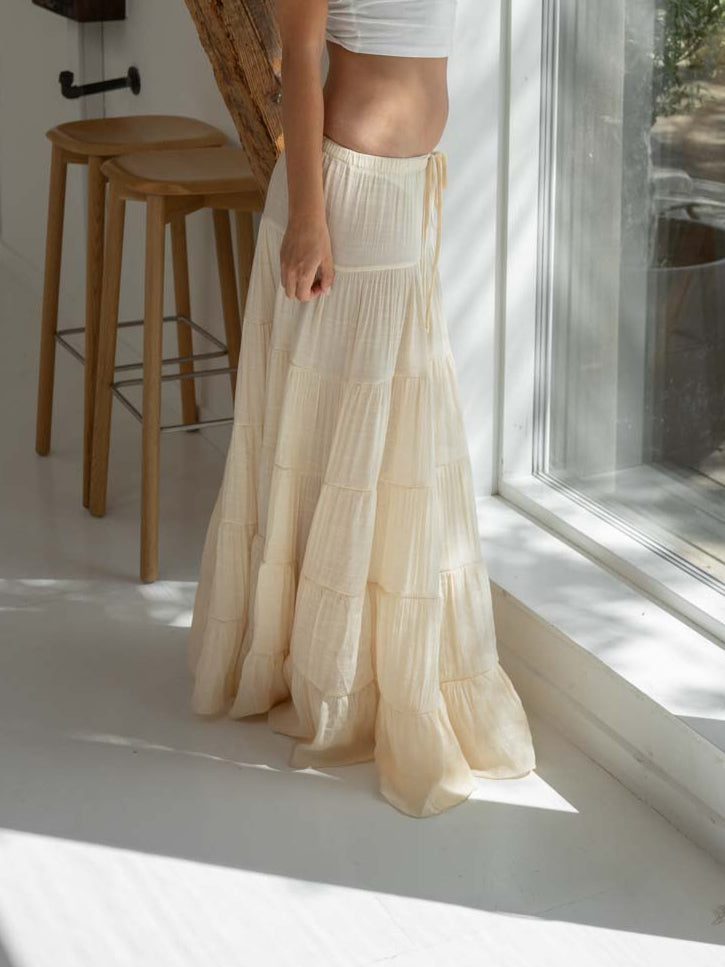 Emilia layer maxi nederdel - Lysegul