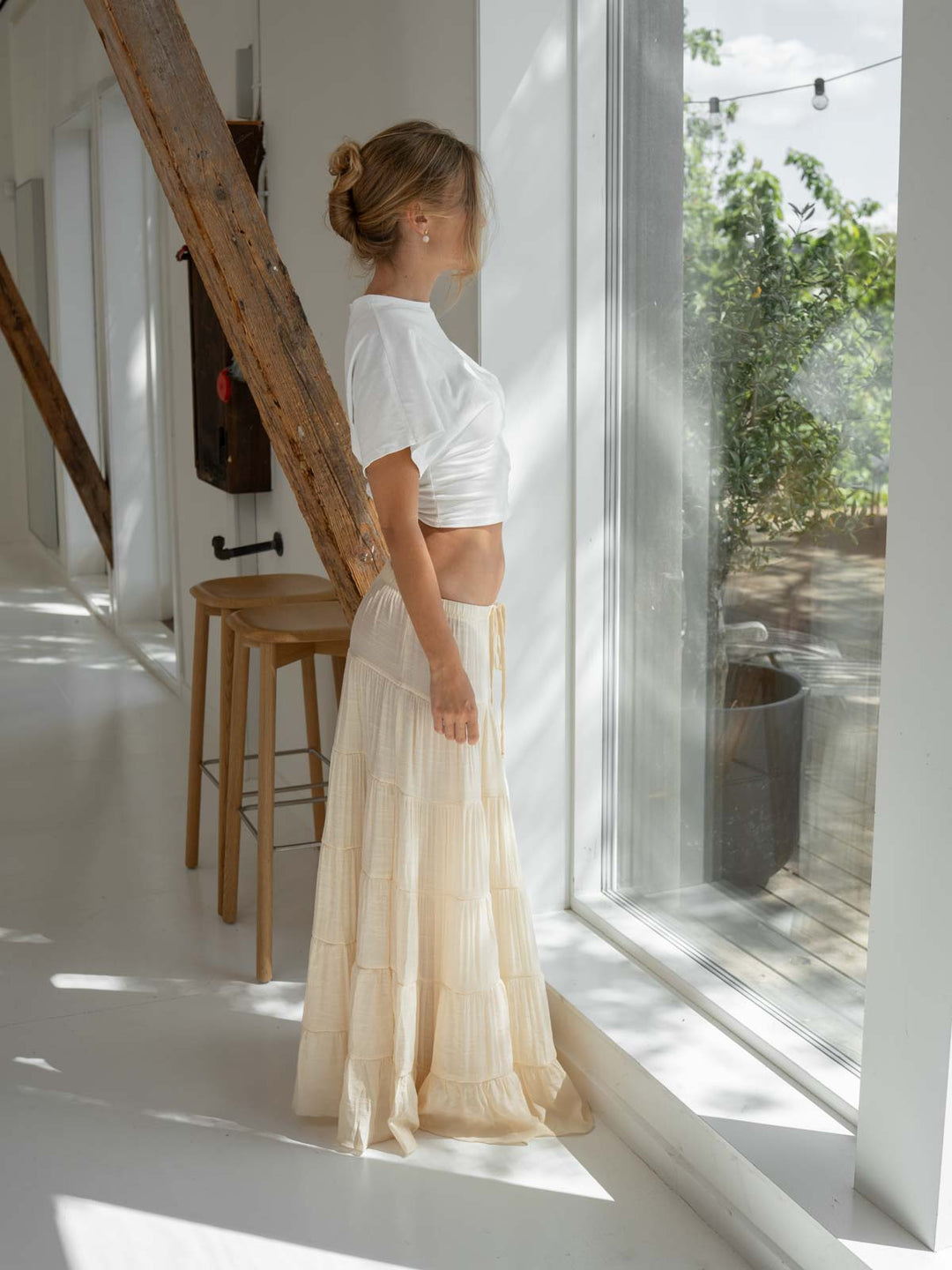 Emilia layer maxi nederdel - Lysegul