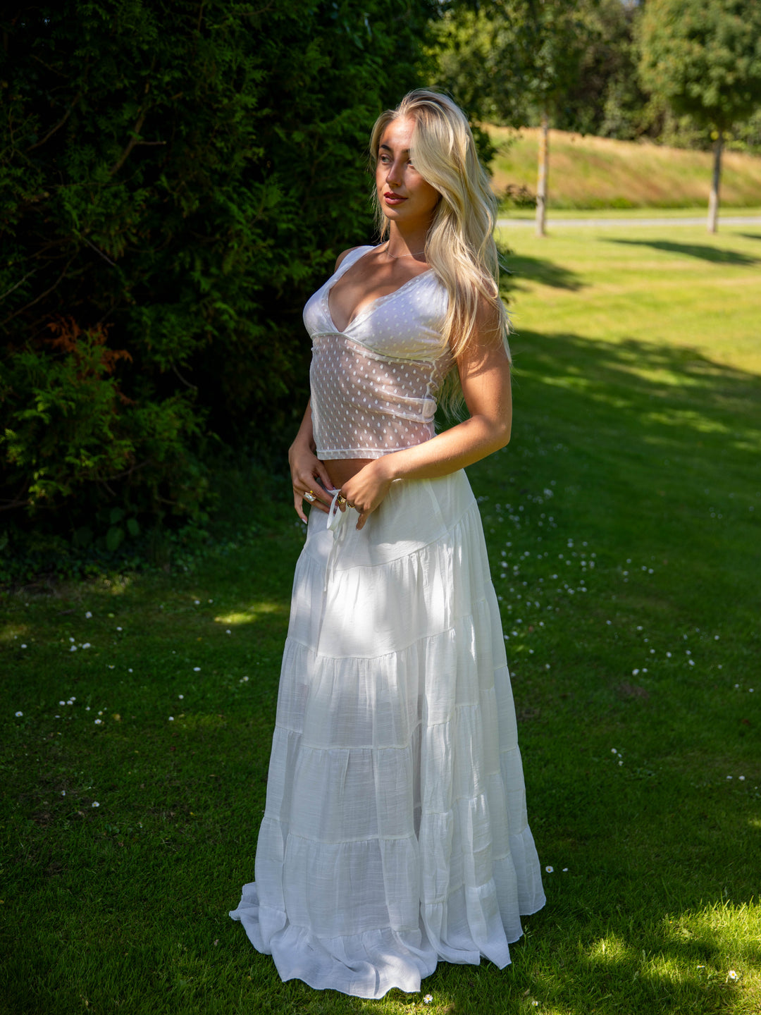Emilia maxi nederdel - Hvid