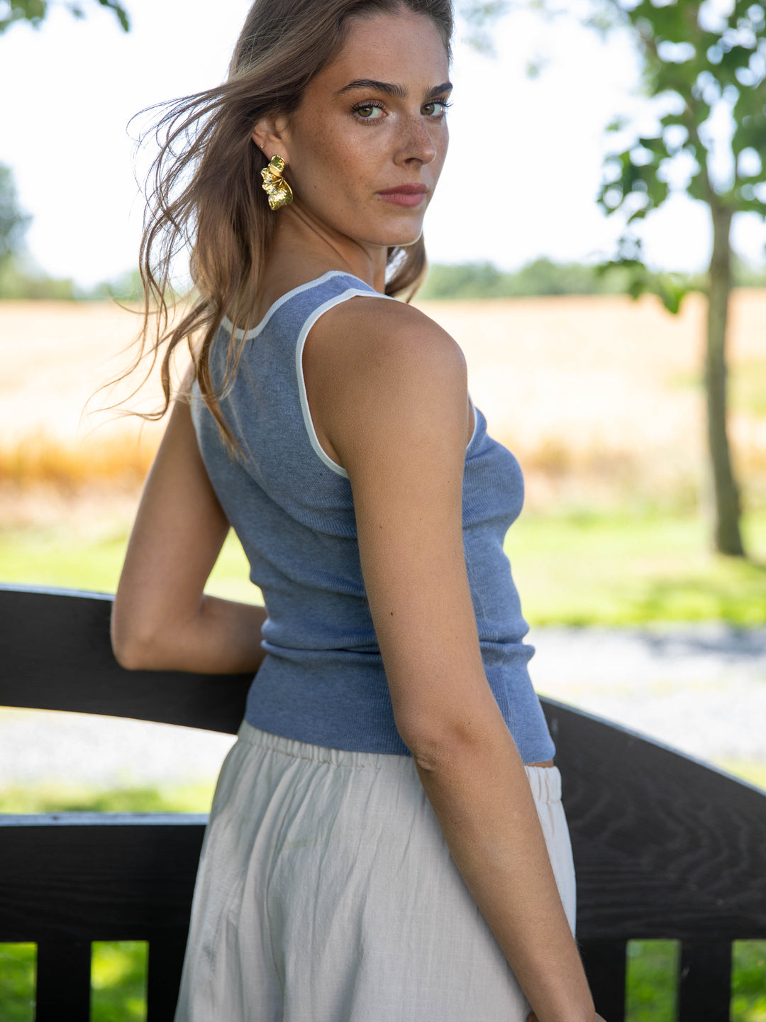 Tiffany top - Grå/Hvid