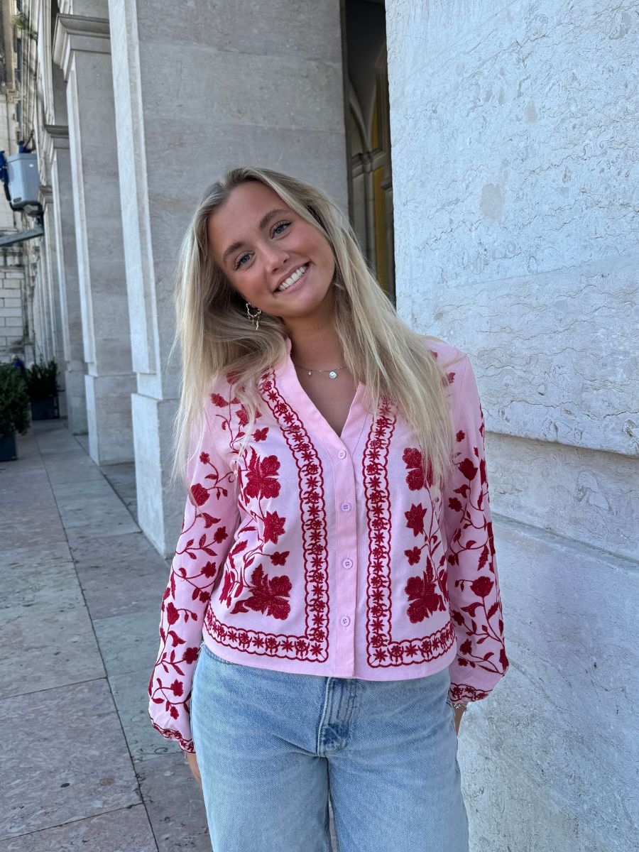Emma ballonærme skjorte - Pink