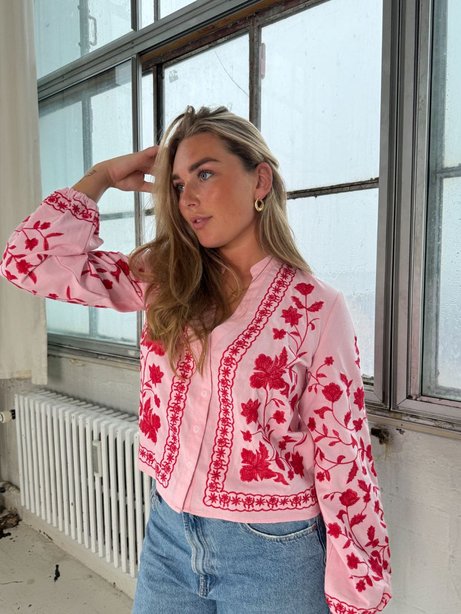 Emma ballonærme skjorte - Pink