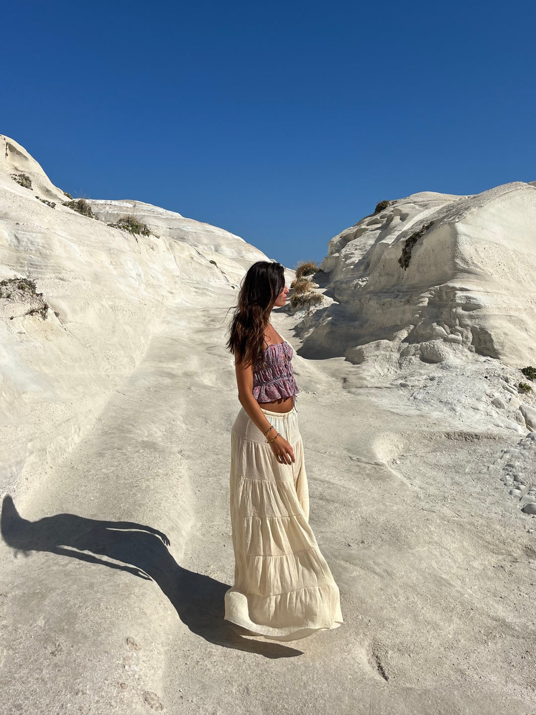 Emilia layer maxi nederdel - Lysegul