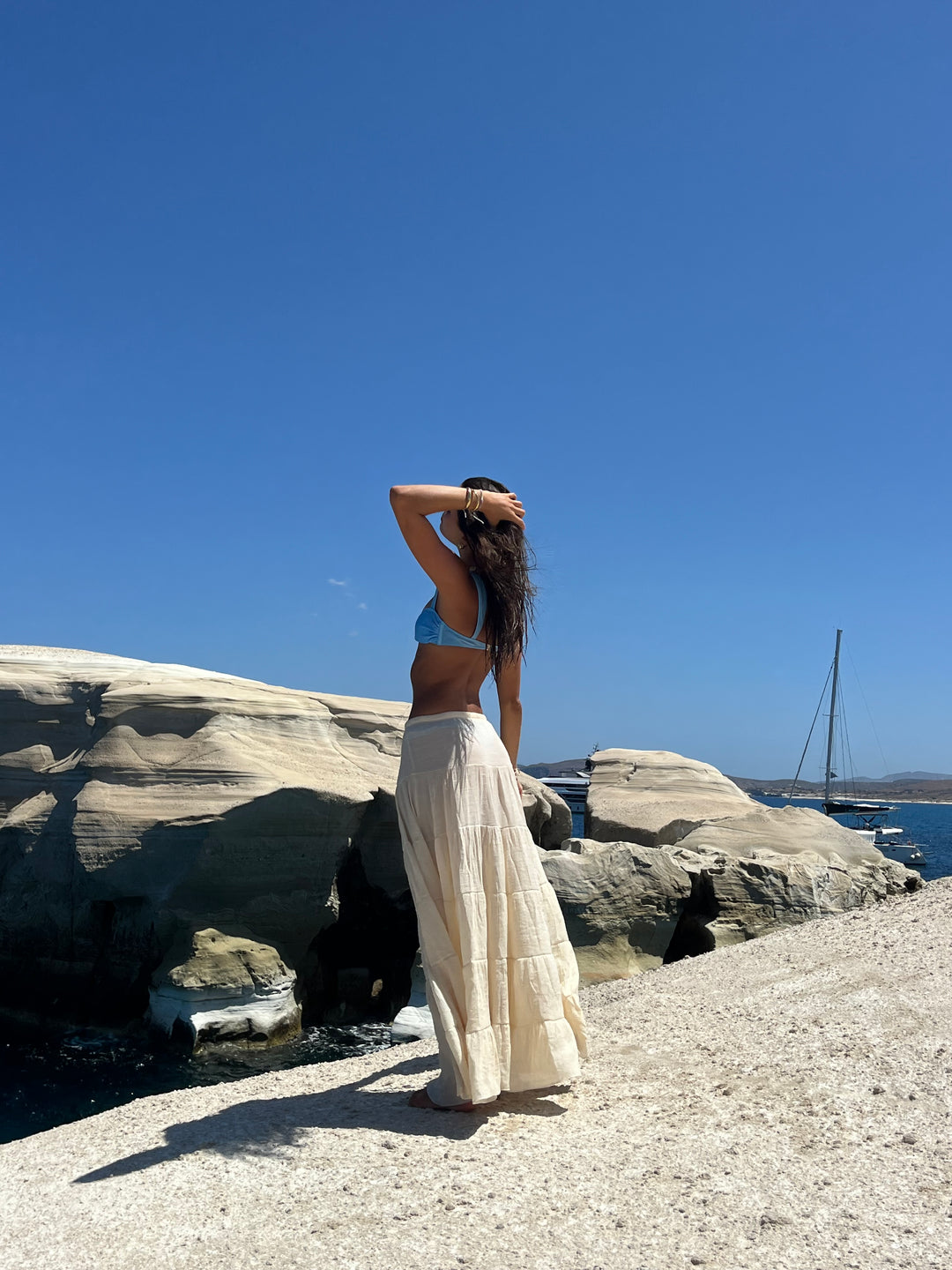 Emilia layer maxi nederdel - Lysegul