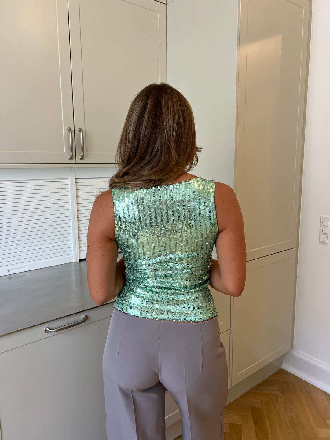 Francesca palliet V-Neck top - Lysegrøn
