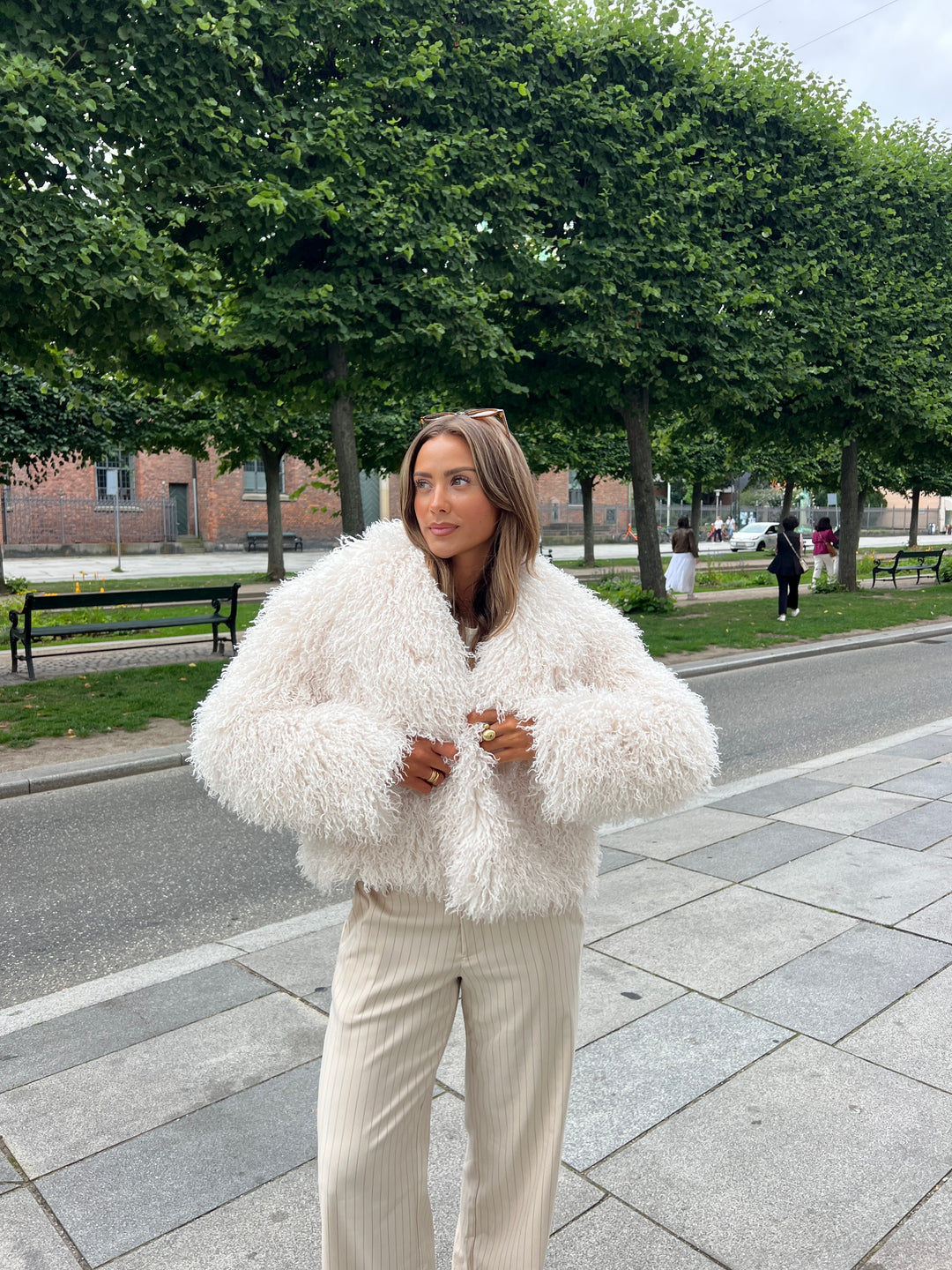Mina pelsjakke - Sandfarvet