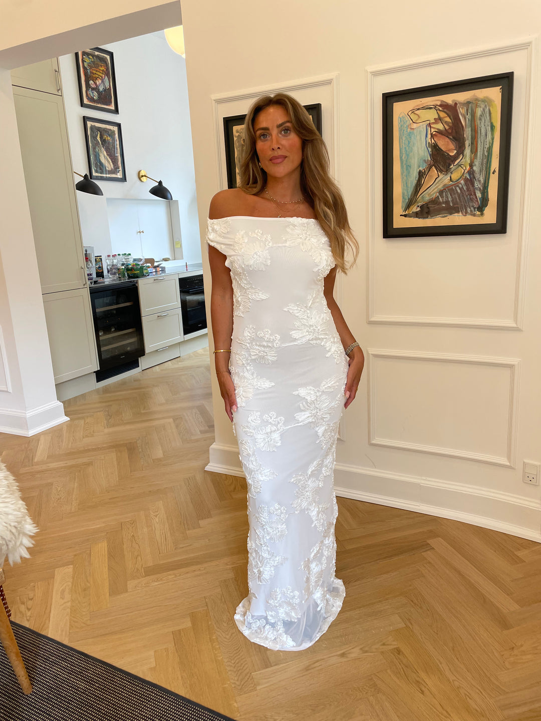 Kivo maxi mesh kjole - Ivory
