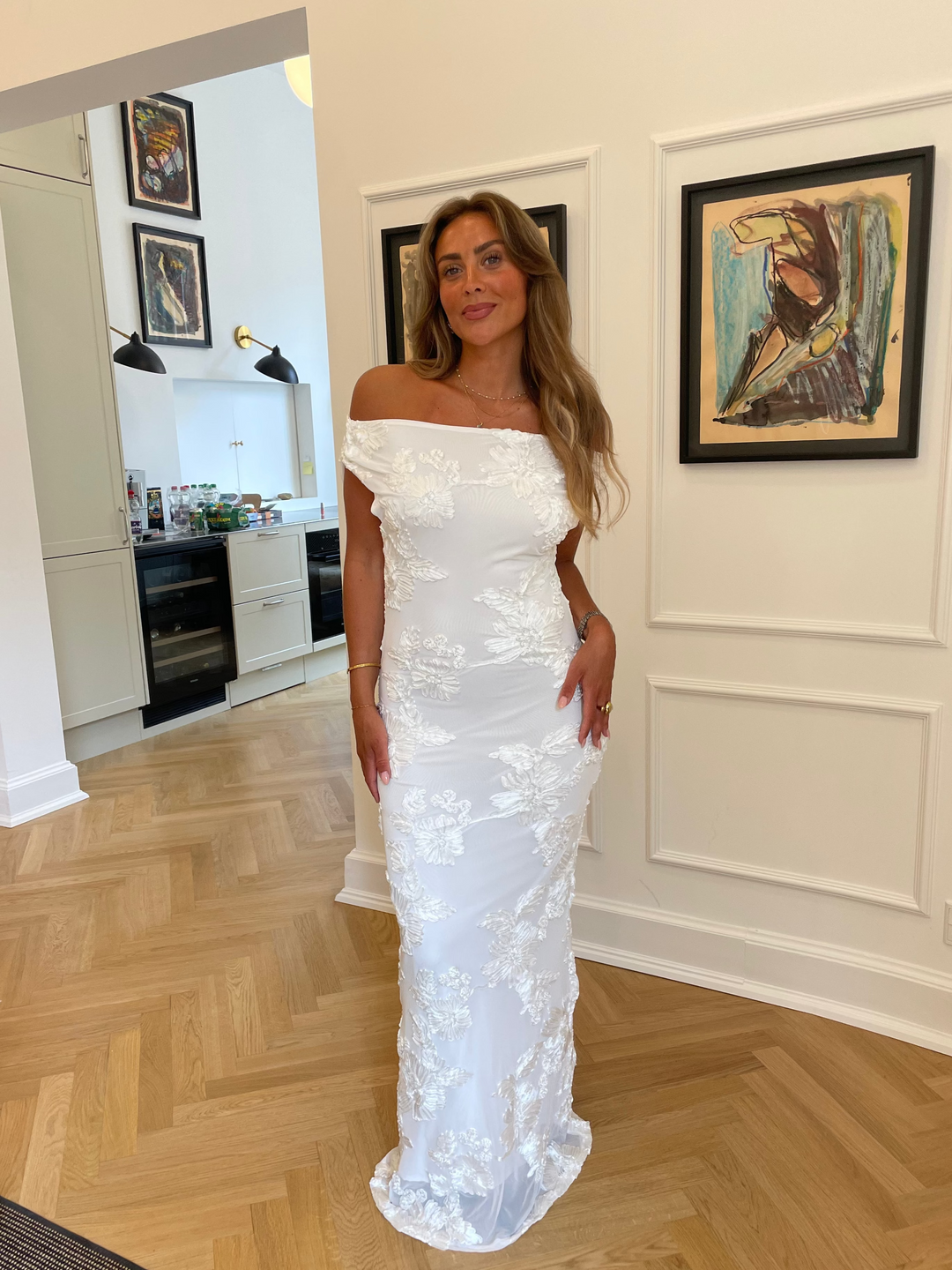 Kivo maxi mesh kjole - Ivory