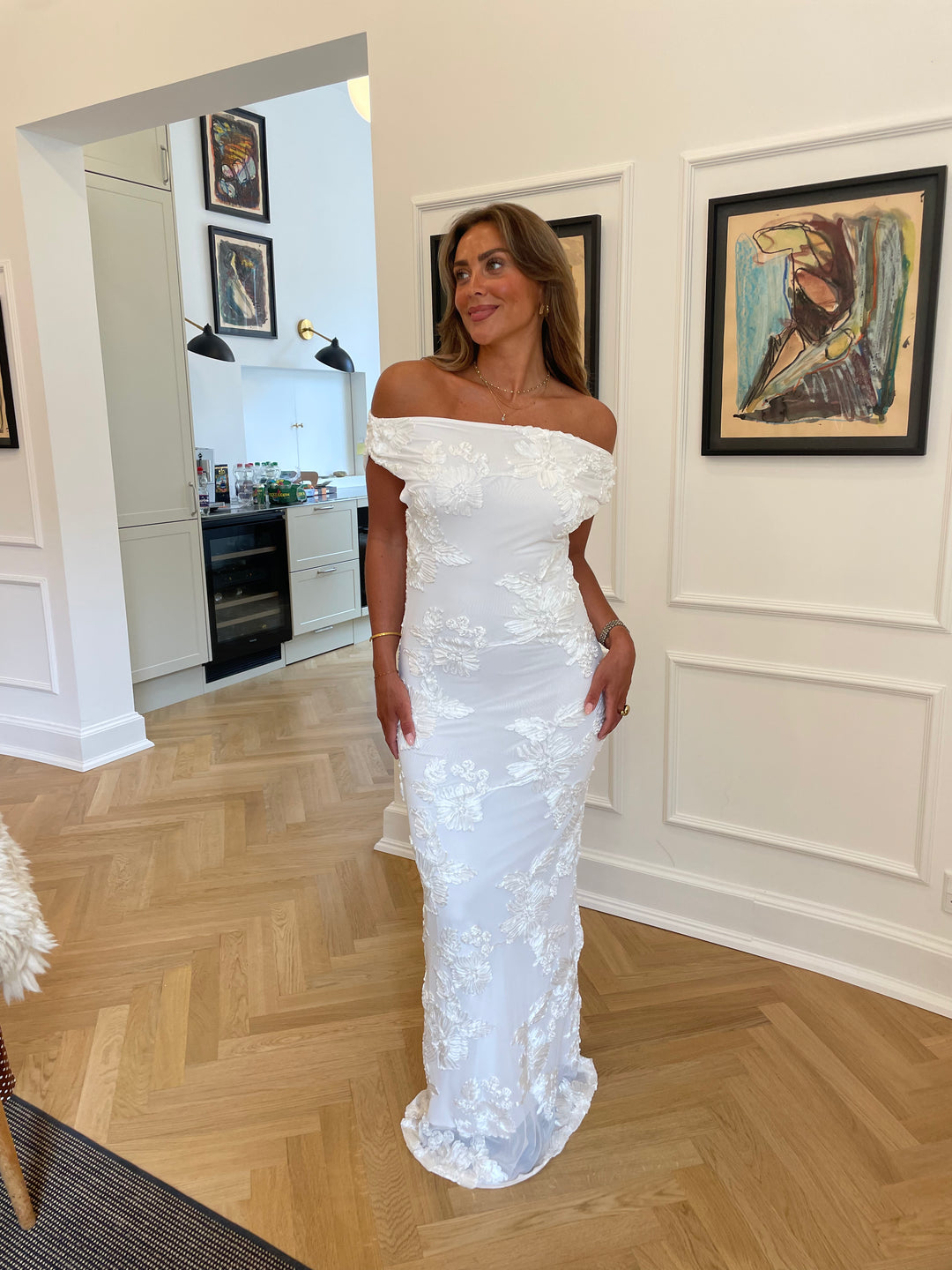 Kivo maxi mesh kjole - Ivory
