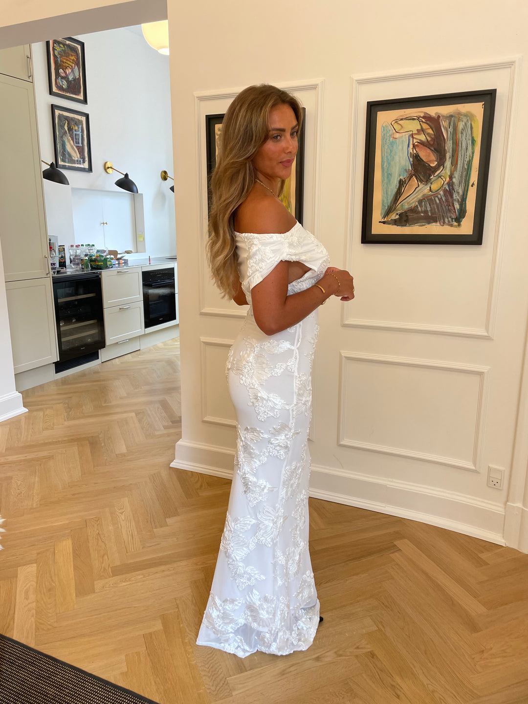 Kivo maxi mesh kjole - Ivory