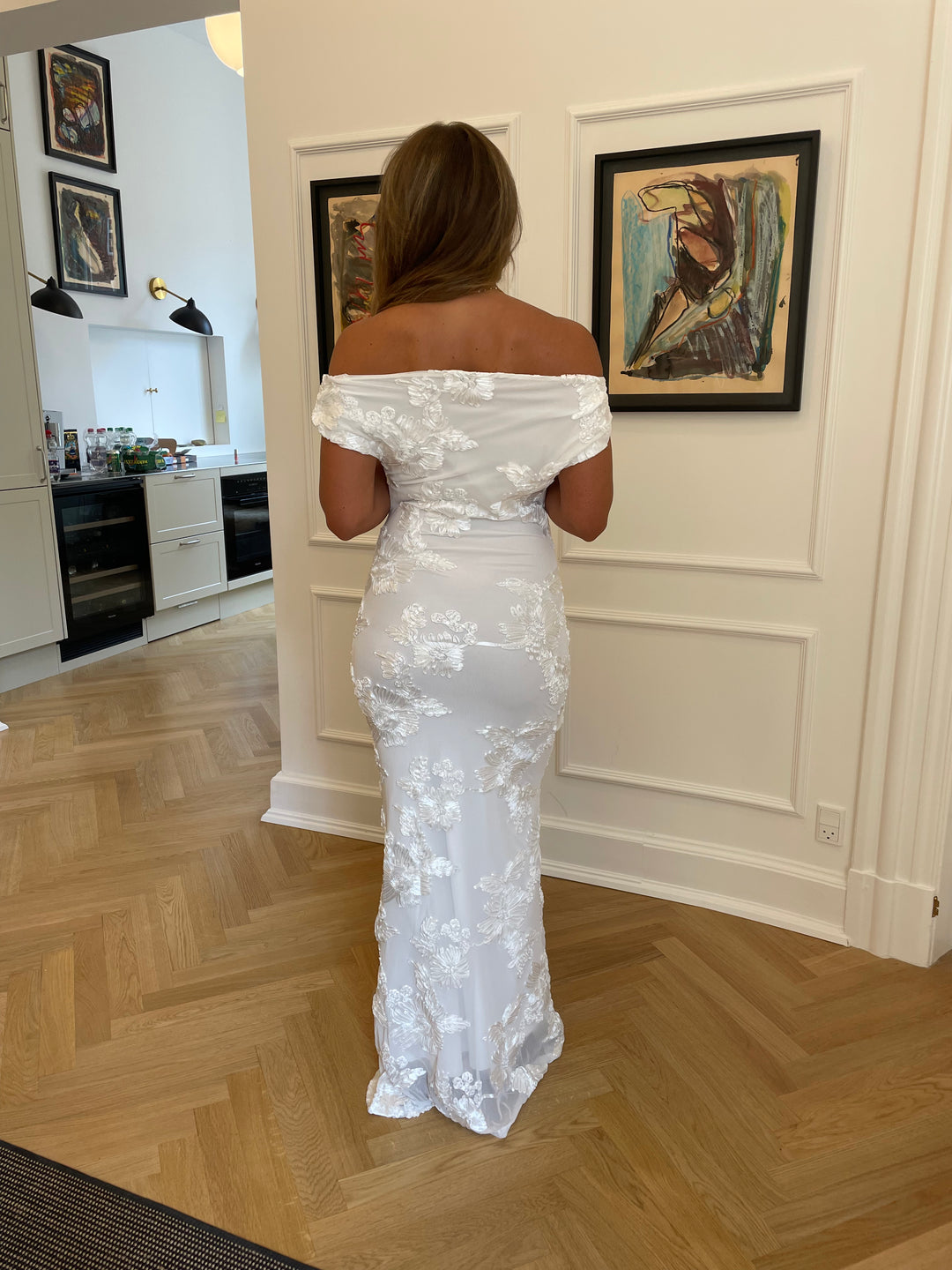 Kivo maxi mesh kjole - Ivory