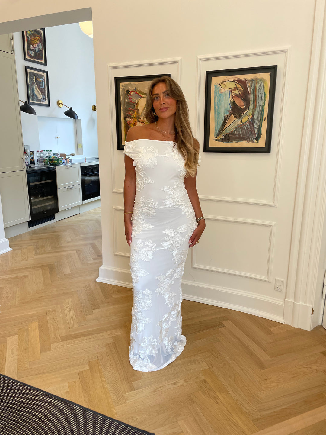 Kivo maxi mesh kjole - Ivory