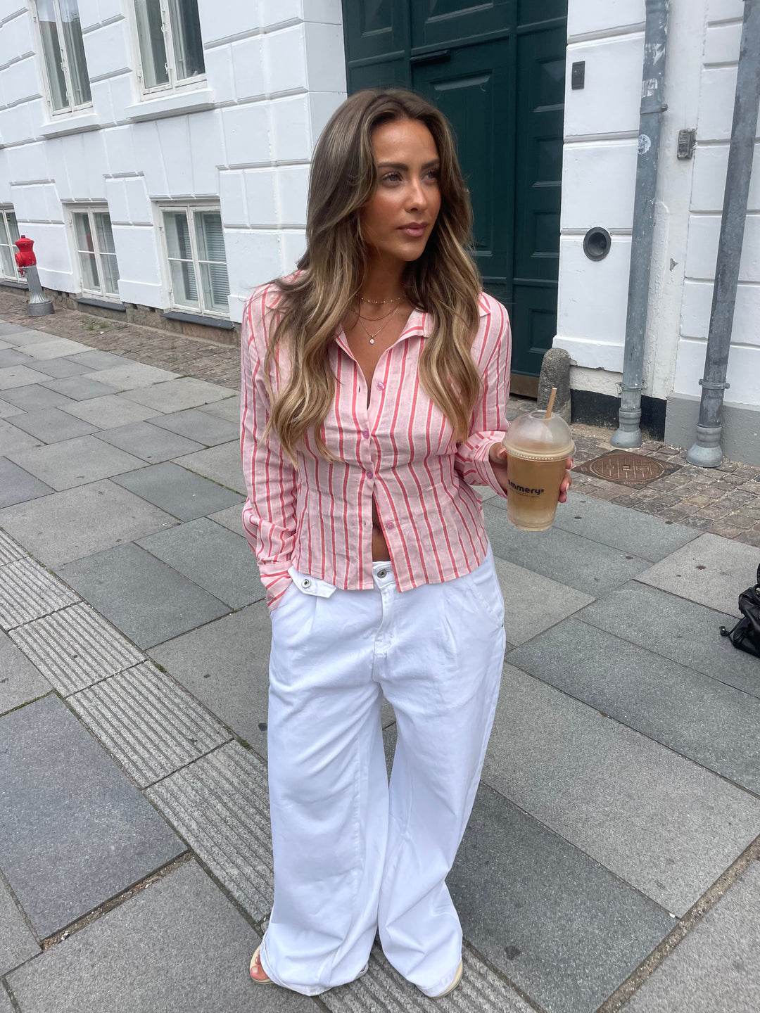 Liora stripet hørskjorte - Lyserød/Pink
