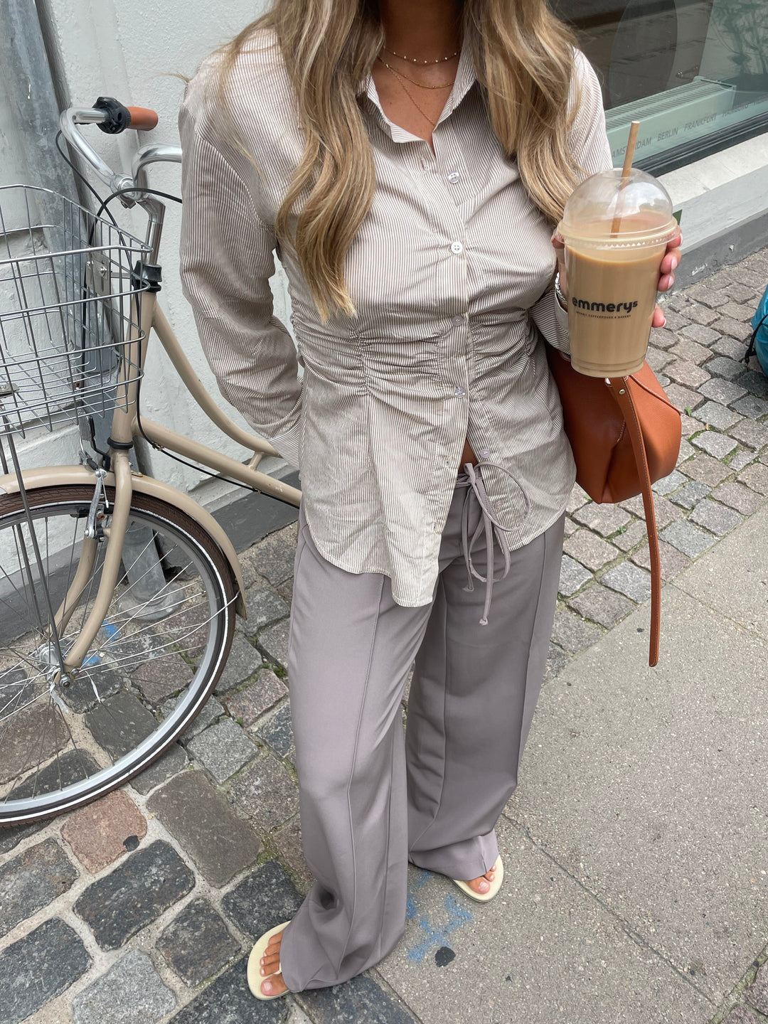 Chloe smock skjorte - Beige/Hvid