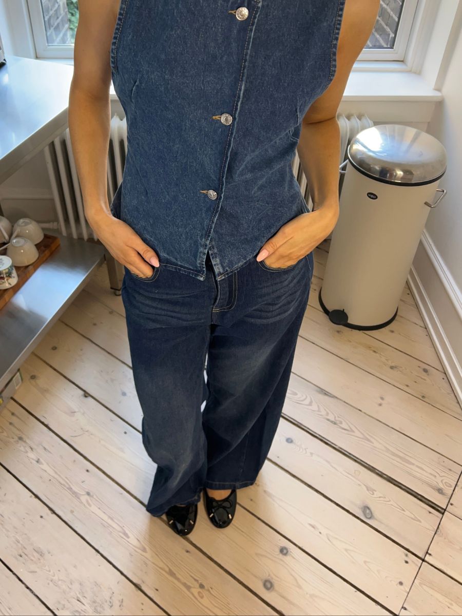 Lea lavtaljet jeans - Mørkeblå