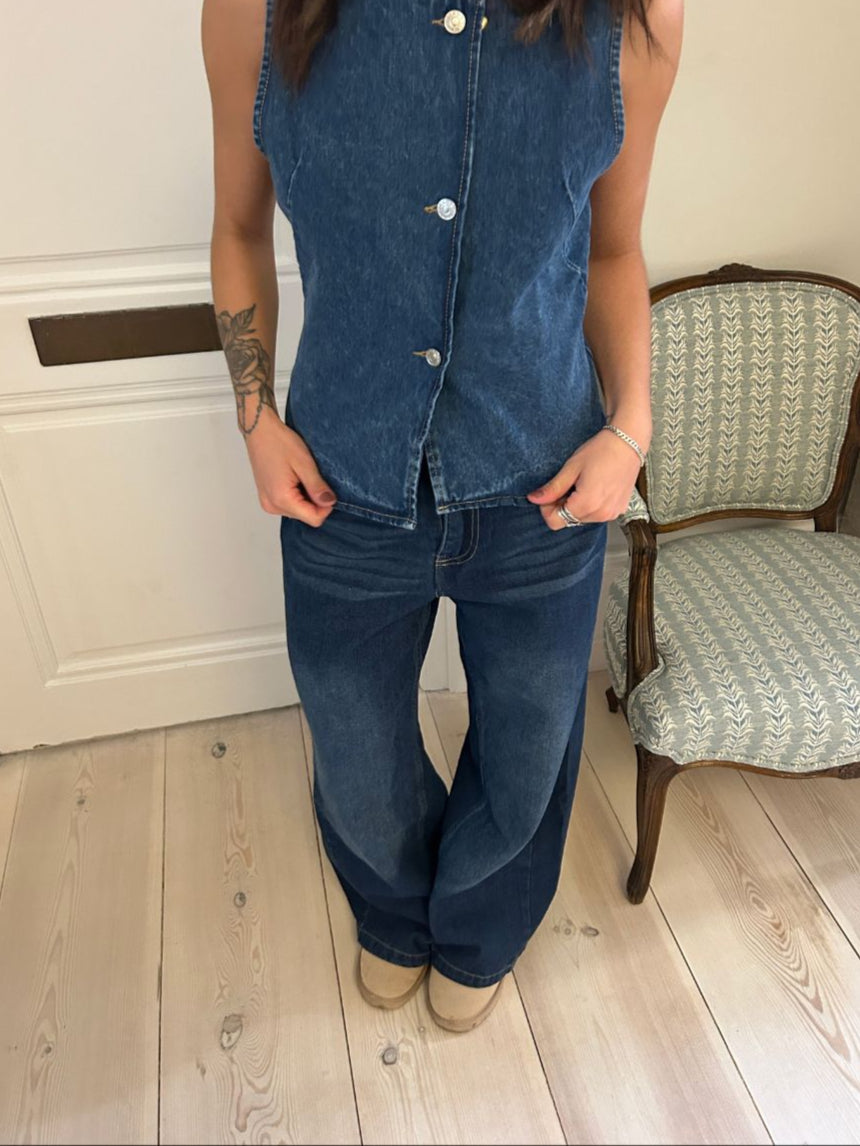 Lea lavtaljet jeans - Mørkeblå