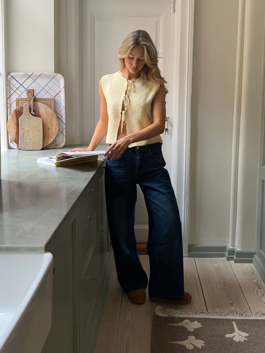 Lea lavtaljet jeans - Mørkeblå