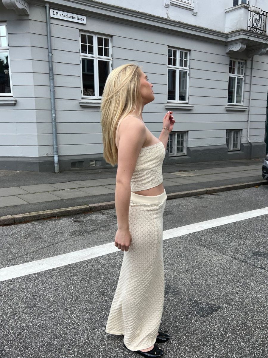 Maddy strik nederdel - Cremehvid