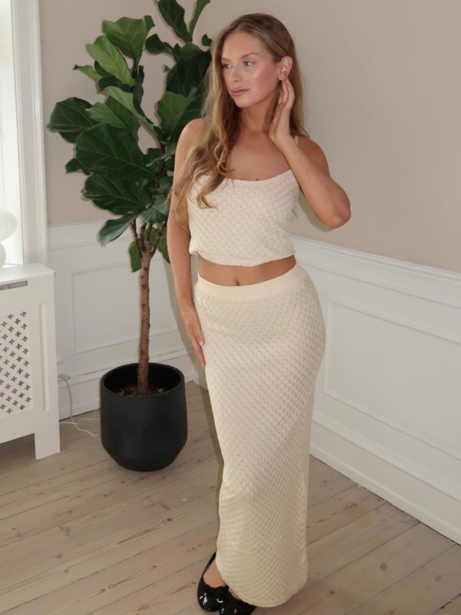 Maddy strik top - Cremehvid
