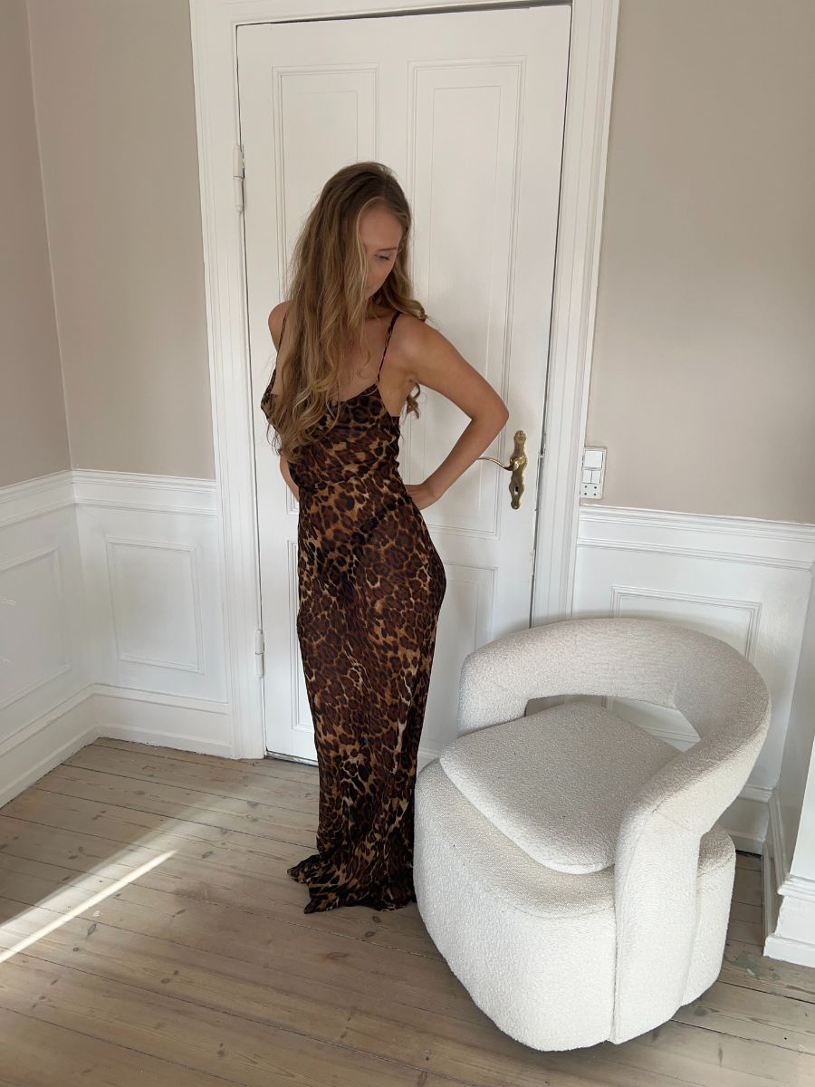 Mocca leopard maxi kjole