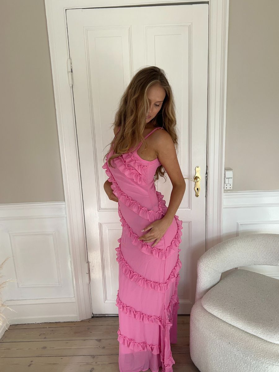 Rie maxi flæse kjole - Pink