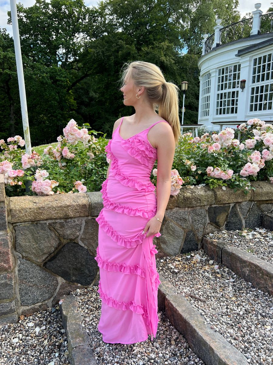 Rie maxi flæse kjole - Pink