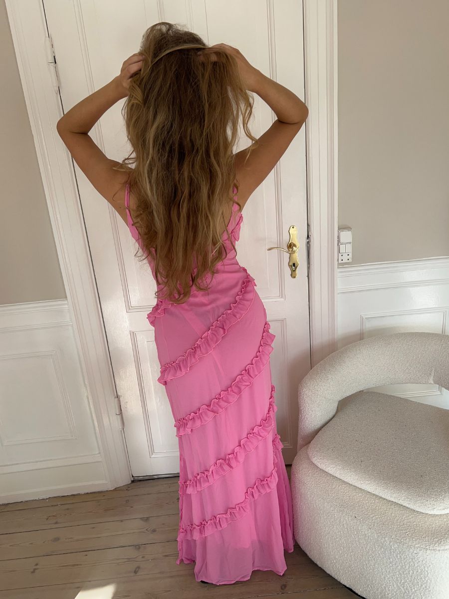 Rie maxi flæse kjole - Pink