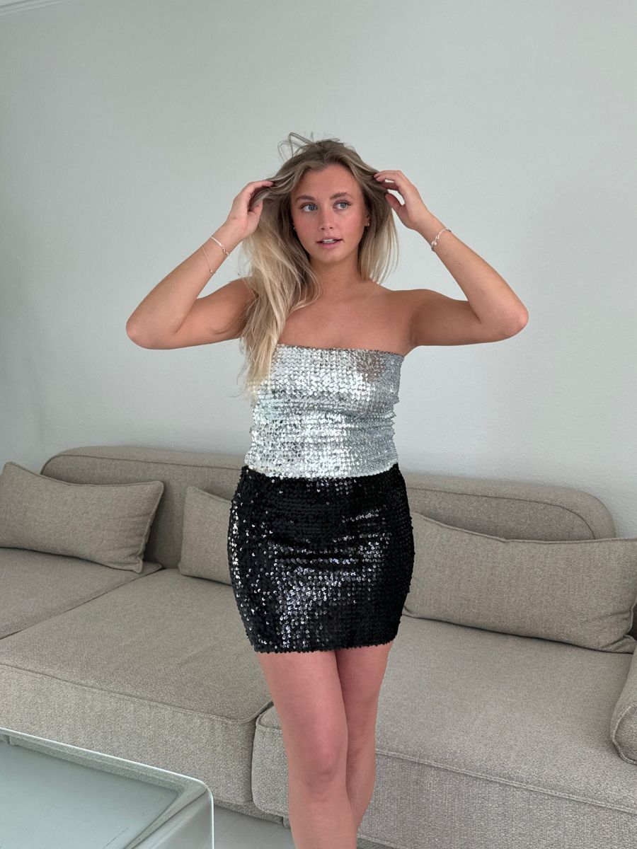 Sigrid glitter top/bund - Sølv