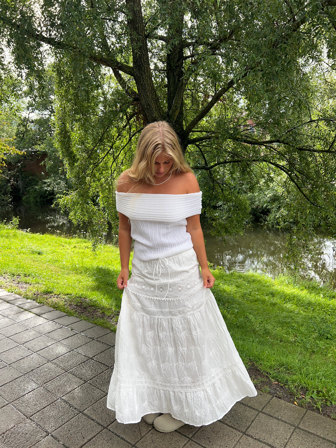 Kaya blonde maxi nederdel - Hvid