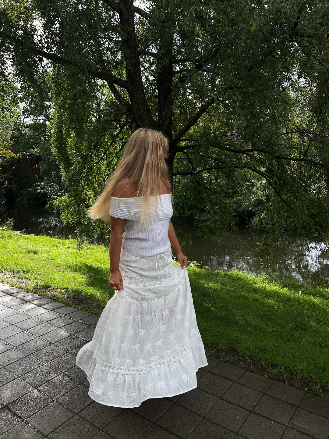 Kaya blonde maxi nederdel - Hvid