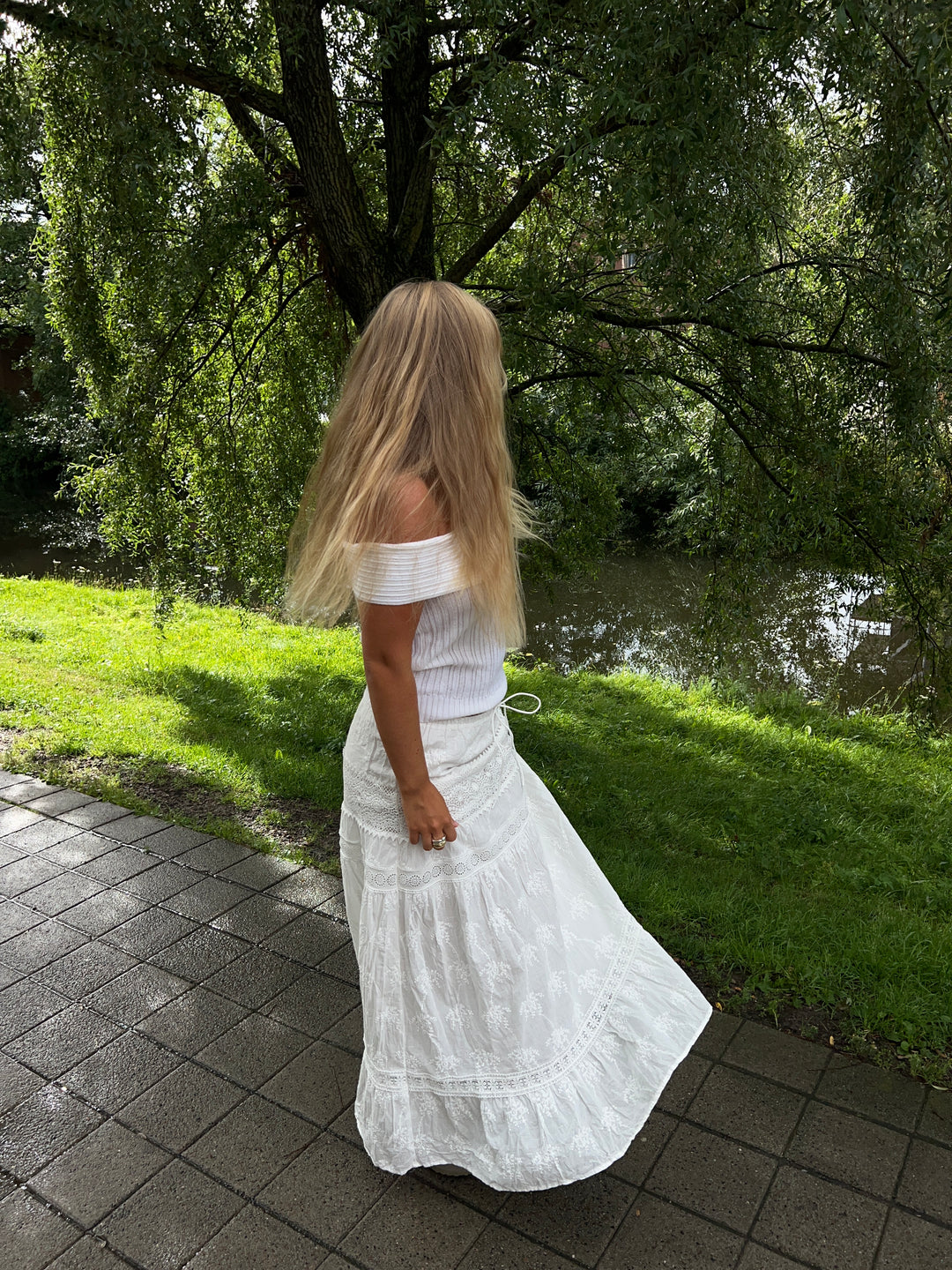 Kaya blonde maxi nederdel - Hvid