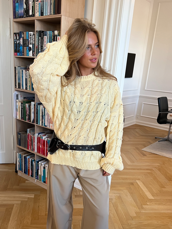 Anora chunky striktrøje - Lysegul
