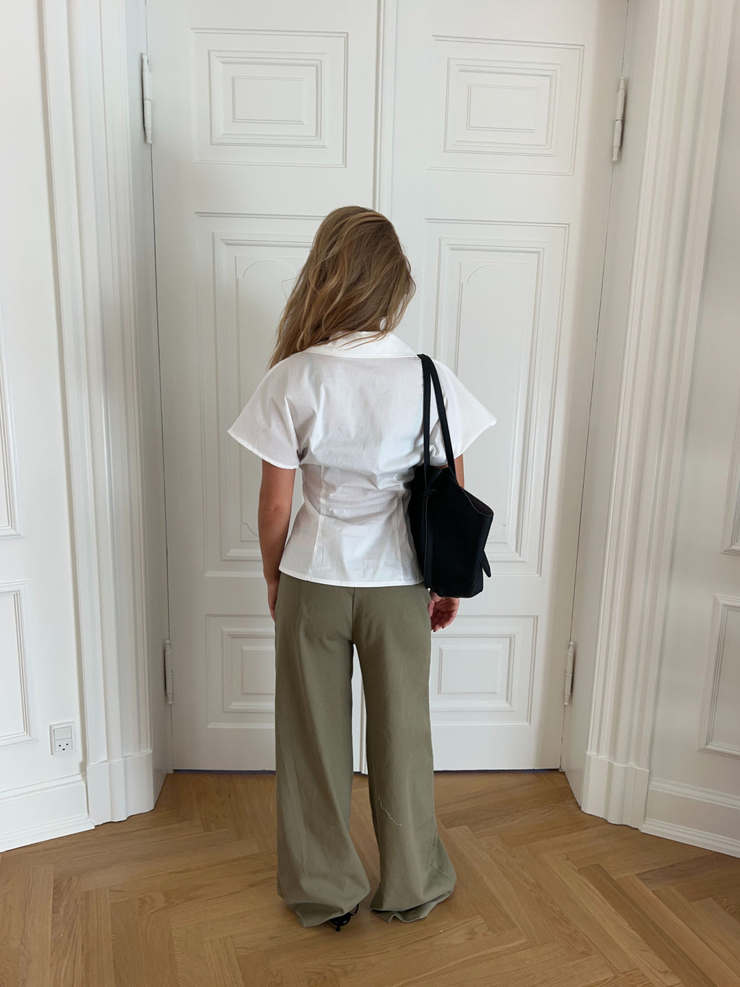 Alessia figursyet kortærmet skjorte - Hvid