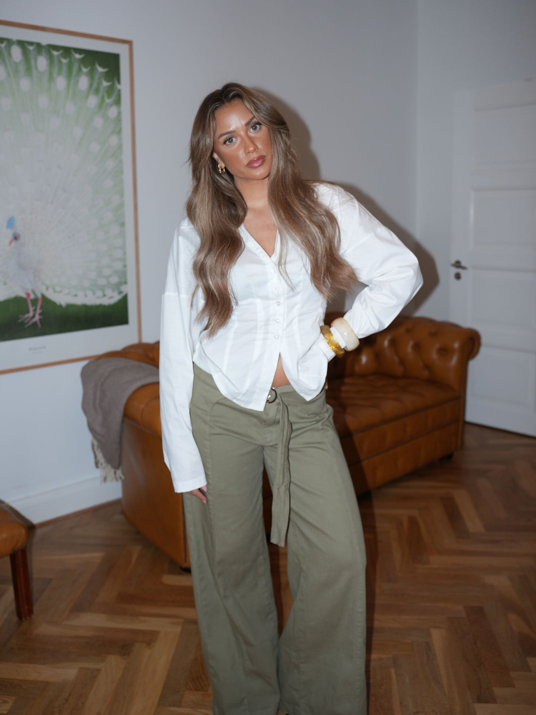 Alessia figursyet skjorte - Hvid