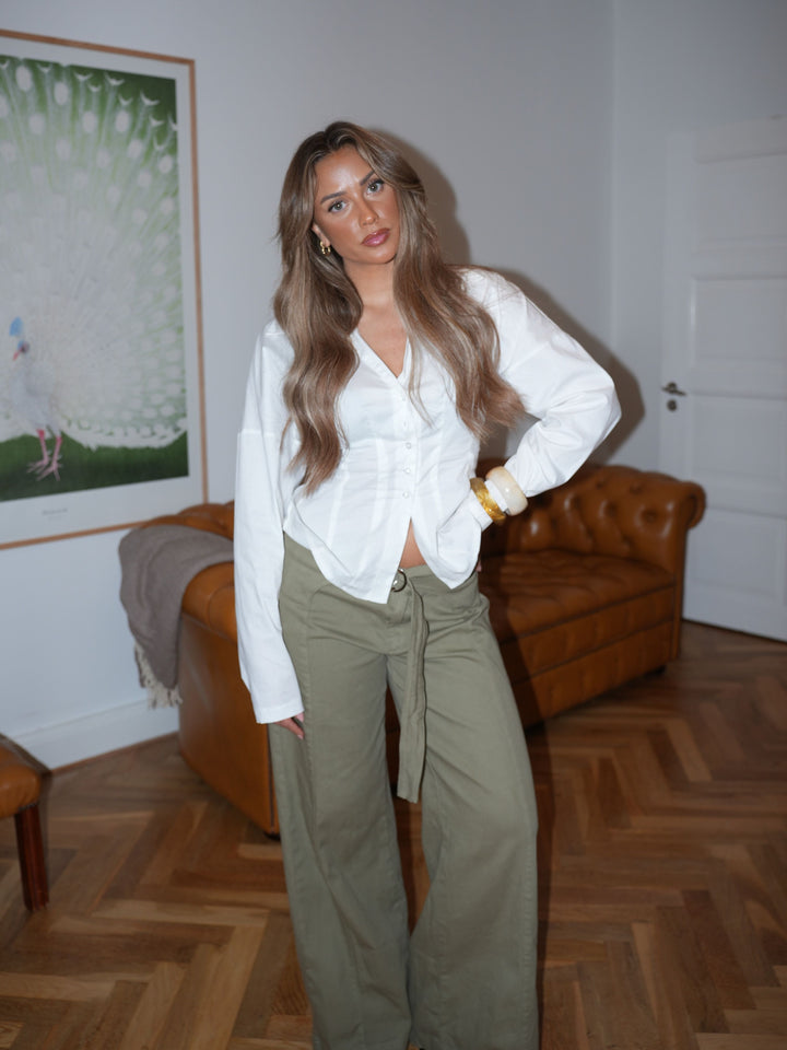 Alessia figursyet skjorte - Hvid