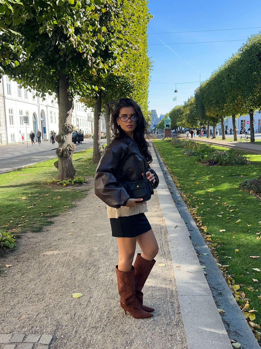 Amber pu bomber jakke - Mørkebrun