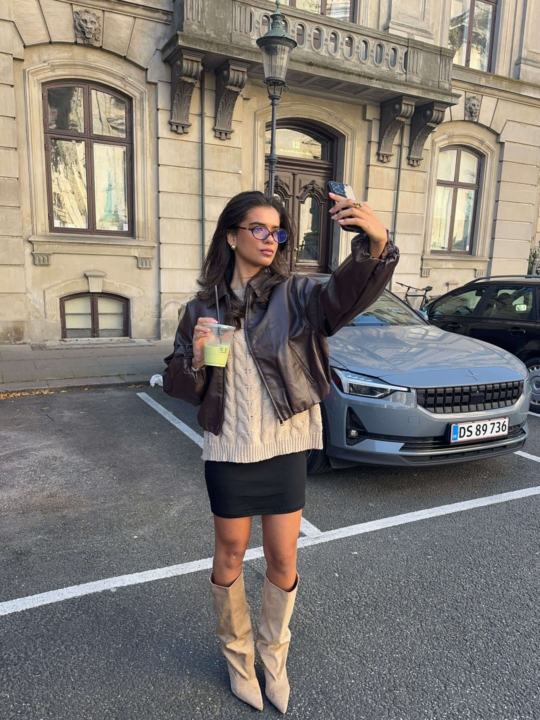 Amber pu bomber jakke - Mørkebrun