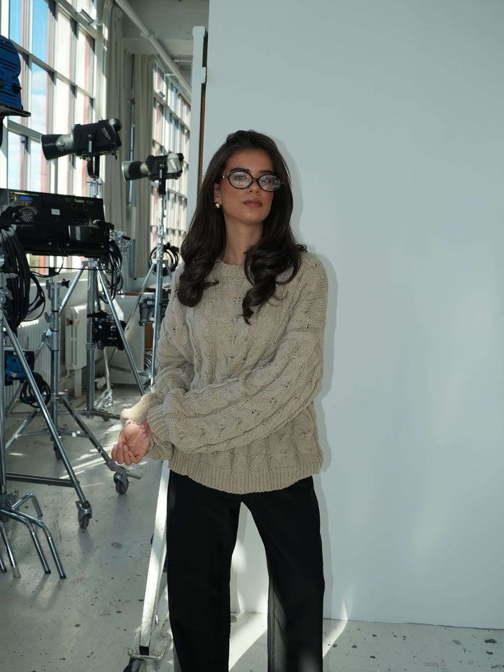 Anora chunky striktrøje - Beige