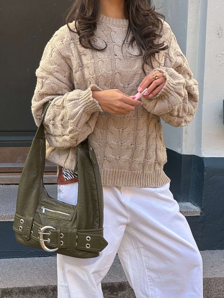 Anora chunky striktrøje - Beige