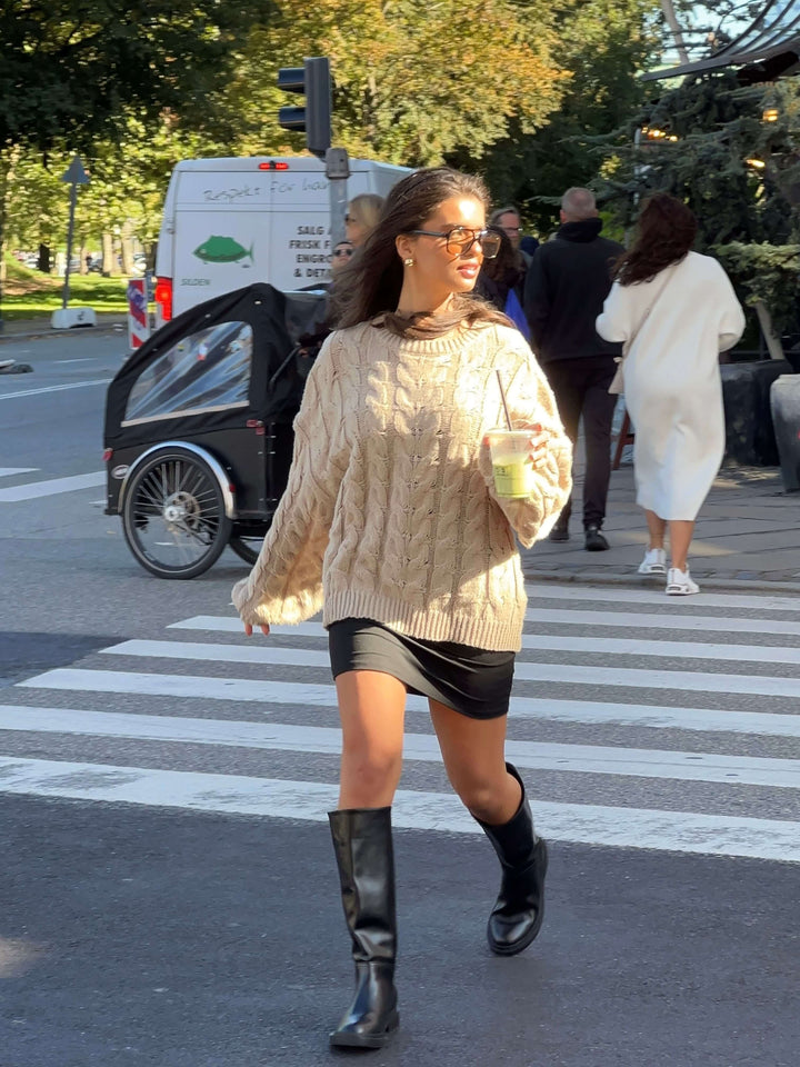 Anora chunky striktrøje - Beige