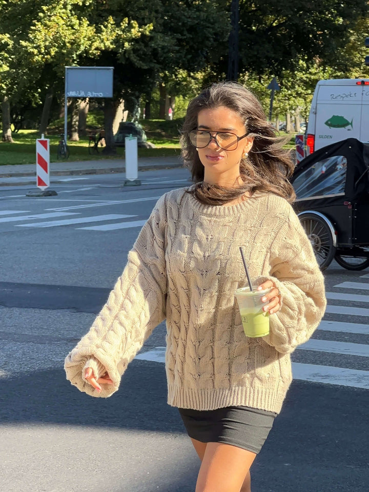 Anora chunky striktrøje - Beige