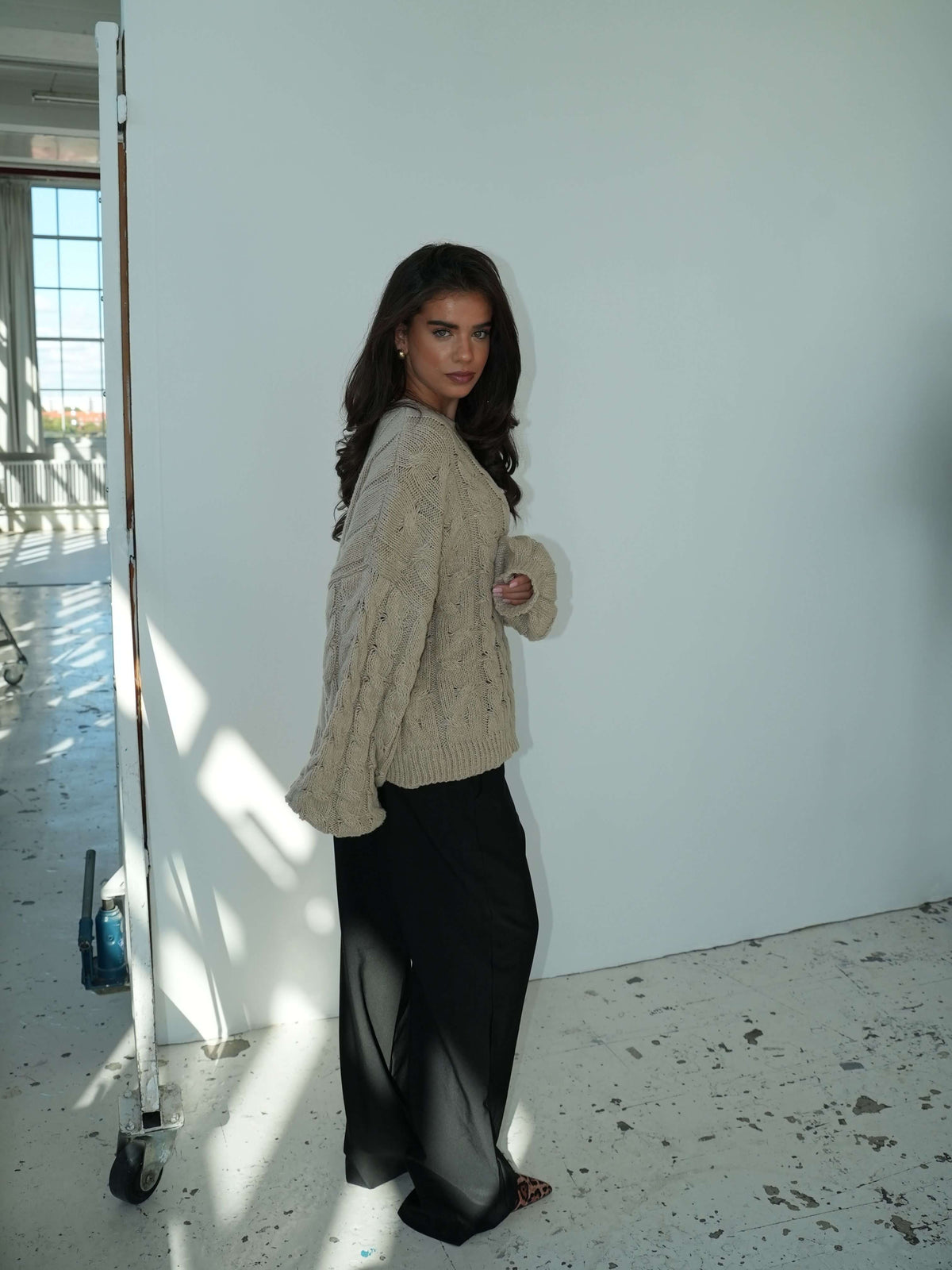 Anora Chunky Striktrøje Beige