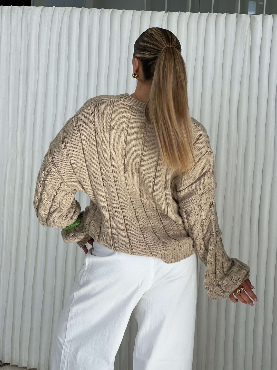 Anora chunky striktrøje - Beige