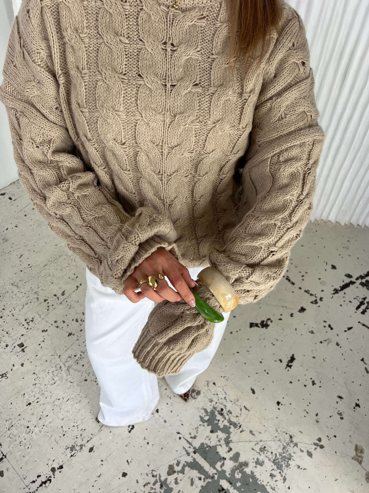 Anora chunky striktrøje - Beige