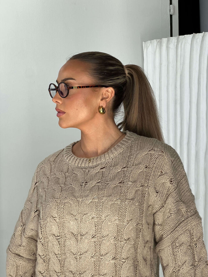 Anora chunky striktrøje - Beige