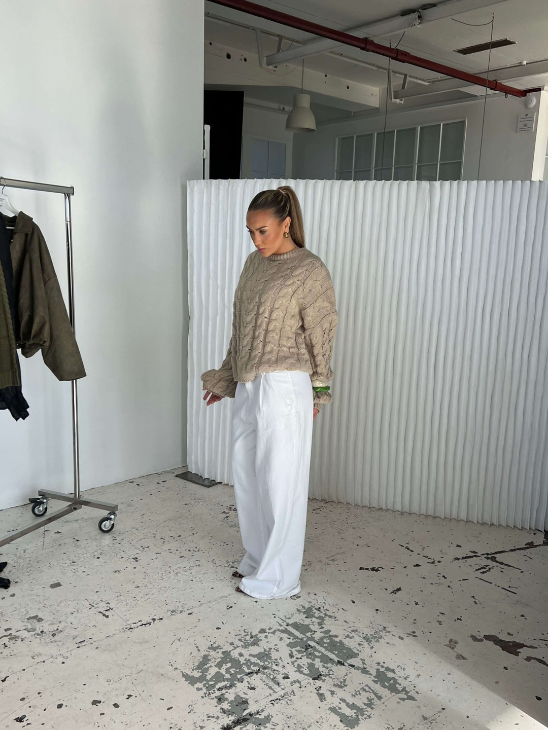 Anora chunky striktrøje - Beige