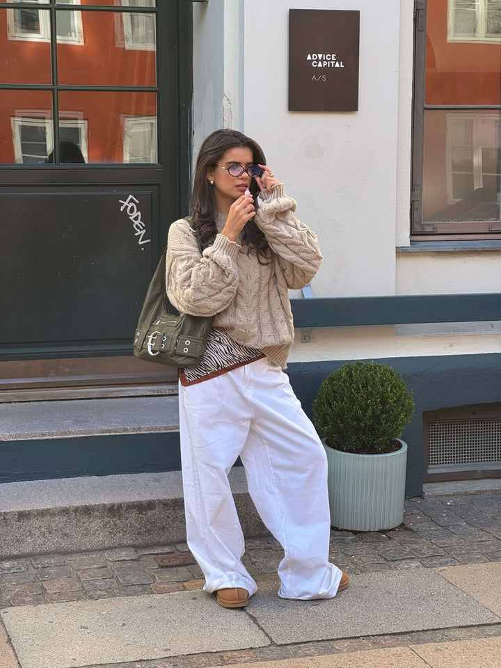 Anora chunky striktrøje - Beige