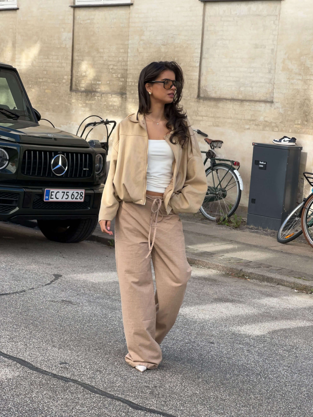 Arlinda ruskind bomber jakke - Beige