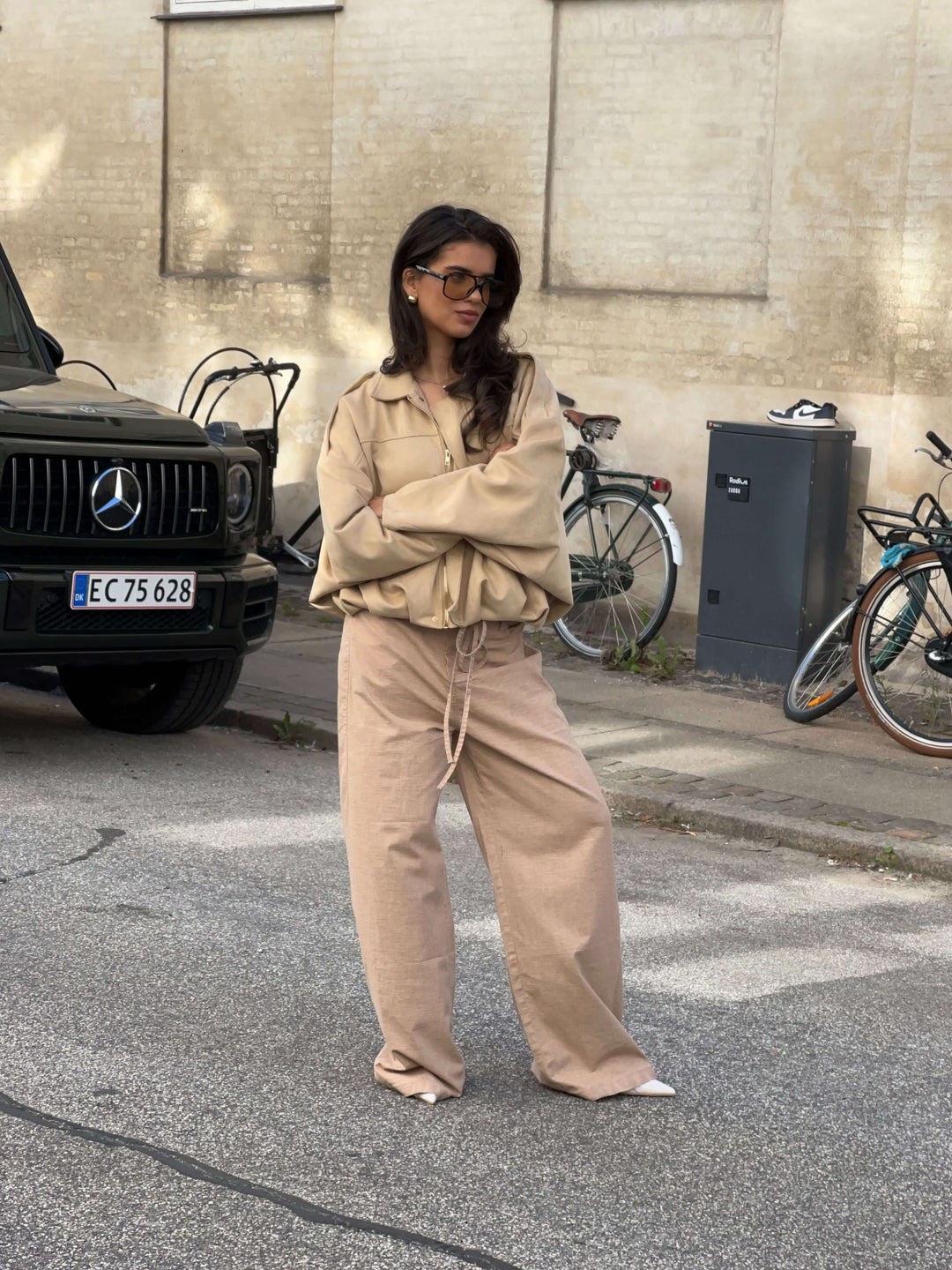 Arlinda ruskind bomber jakke - Beige